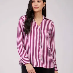 Fablestreet Maroon Striped Shirt image 1