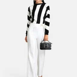 Kazo Black & White Cotton Striped Pullover image 4