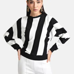 Kazo Black & White Cotton Striped Pullover image 1
