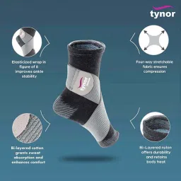 Tynor D01 Ankle Binder Medium (Grey) image 3