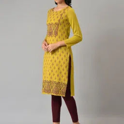 W Green Printed Straight Kurta image 3