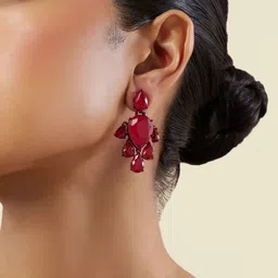 Isharya Rhodium-Plated Cubic Zirconia Contemporary Drop Earrings-picture-28