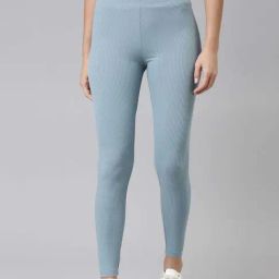 Go Colors! Dusty Blue Striped Leggings-image-78
