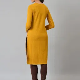 W Yellow Printed Straight Kurta image 2