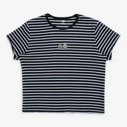 Y&F Kids by Westside Black Striped Cotton T-Shirt-picture-17