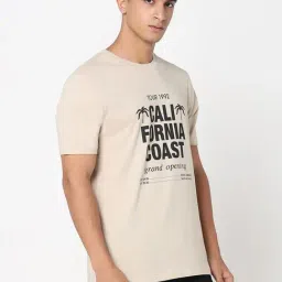 R&B Beige Cotton Regular Fit Printed T-Shirt image 4