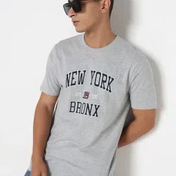 R&B Grey Cotton Regular Fit Printed T-Shirt image 5