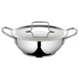 Borosil Silver Stainless Steel Deep Kadai with Lid (2300 ml) - Set of 1 image 2