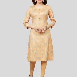 Saree Swarg Yellow Printed Straight Kurta image 1