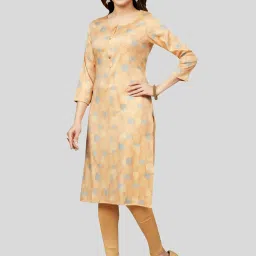 Saree Swarg Yellow Printed Straight Kurta image 3