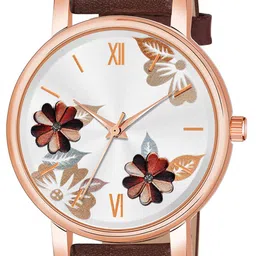 THE SHOPOHOLIC Women Printed Dial & Leather Straps Analogue Watch K-BROWN image 4