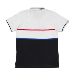 Octave Kids White Melange Cotton Color Block Pattern Polo T-Shirt image 2