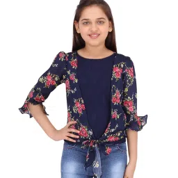 Cutecumber Kids Navy Floral Print Top image 1