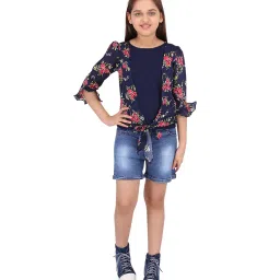 Cutecumber Kids Navy Floral Print Top image 4