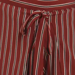 Rare Maroon Striped High Rise Relaxed Fit Parallel Trousers image 5