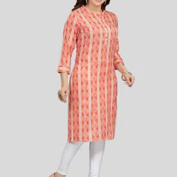 Saree Swarg Orange Printed Straight Kurta image 4