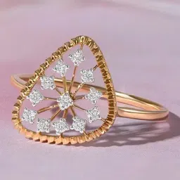 Mia by Tanishq Radiant Bloom Gold & Diamond Finger Ring for Women-image-82