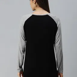 Campus Sutra Black & Grey Melange Printed High-Low Top image 4