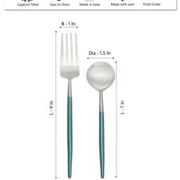 VarEesha Blue Steel  Tea Spoons & Forks - Set of 12 image 5