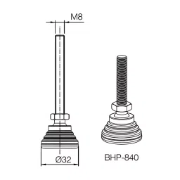 Ebco Ball Head Plinth Screw Zinc Yellow Finish, Size M8x40 mm for Levelling Legs of Furniture, BHP840 image 2