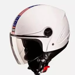 Studds White With American Flag Medium (570 mm) Open Face Helmet, Track-picture-4