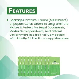 JK Legal Paper Ledger FS Size 80 GSM 1 Ream 500 Sheets (Pack of 10) image 3