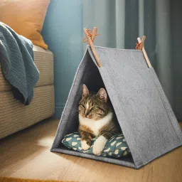 ikea utsådd Cat house, grey/felt image 3