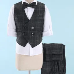 Robo Fry Velvet Dc Full Sleeves Checks 3 Pieces Party Suit - Navy-picture-33