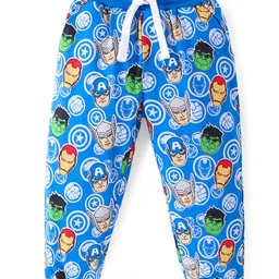 Babyhug Marvel Cotton Looper Knit Full Length Lounge Pant Avengers Print - Blue-picture-22