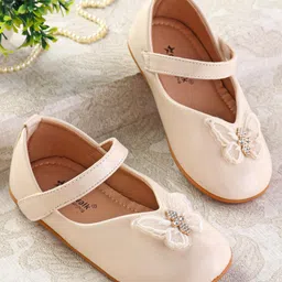 Cute Walk by Babyhug Ballerinas with Velcro Closure & Butterfly Applique- Beige-picture-19