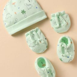 Simply Interlock Knit Cap Mitten & Booties Set with Tree Print Mint - Diameter 16 cm-picture-43