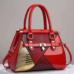 SYGA Women's Designer Handbag Stylish Shoulder Bag with Contrast Patchwork Design (Red)-image-56