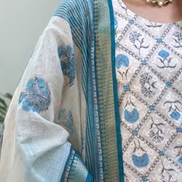 SZN Women Floral Printed Kurta with Trousers & Dupatta image 5