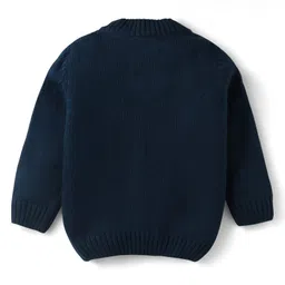 Babyhug Knitted Full Sleeves Pullover Solid Color Sweater - Navy Blue image 2