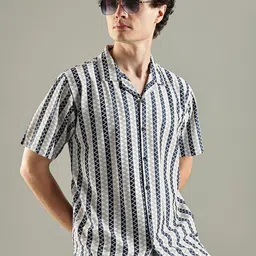 SWADESI STUFF Men Comfort Fit Geometric Printed Cuban Collar Casual Shirt-image-90