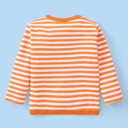 Babyhug 100% Interlock Cotton Knit Full Sleeves Front Open Antibacterial Vests with Stripes & Animal Print Pack of 3 - Orange Green & White image 3