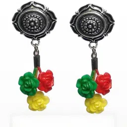 Gurjari Jewellers Tops + Colourfull Flower earing Brass Drops & Danglers-picture-28