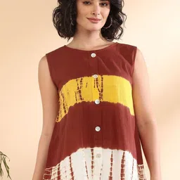 Chandbaali Women Tie and Dye Round Neck Sleeveless Top-picture-11