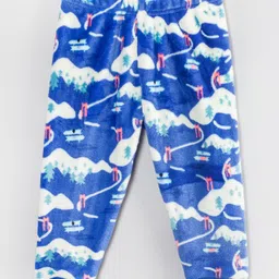Hugsntugs Cotton Full Sleeves Snow Theme Printed Coordinating Sweatshirt & Joggers Set - Blue image 5