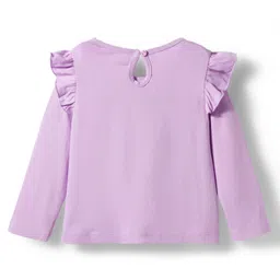 Babyhug 100% Cotton Knit Full Sleeves T-Shirts with Sweet Little Princess & Frill Detailing Pack of 3 - Pink Plum & Navy Blue image 3