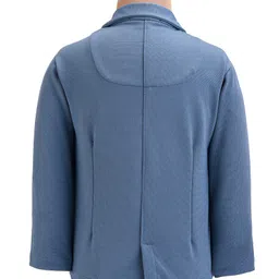 JASH KIDS Cotton Knit Full Sleeves Solid Colour Blazer with Printed T-ShirtTrouser Set & Broach Detailing - Light Blue image 5