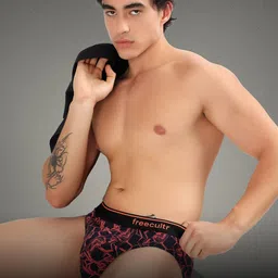 FREECULTR Geometric Printed Cotton Stretch Brief with Stylish Ultrasoft Waistband-image-88