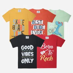 Vimal Jonney Boys Multicolor Printed T-Shirt (Pack Of 5) image 1