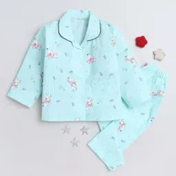 The Magic Wand Kids Blue Cotton Printed Full Sleeves Shirt Set-picture-41