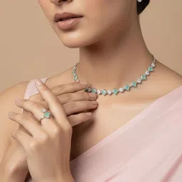 SZN Silver -Plated Cubic Zirconia Stone-Studded Jewellery Set-picture-11