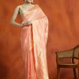Jaipur Kurti Peach Woven Saree With Unstitched Blouse image 1