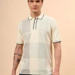 Cantabil Off White Checked Polo T-Shirt-picture-34