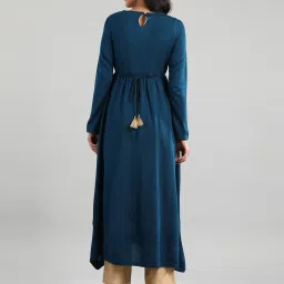 Aurelia Teal Blue Embroidered High Low Kurta image 2