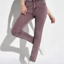 SHOWOFF Purple Denim Slim Fit Mid Rise Jeans-image-7