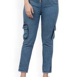 NEUNK Women Comfort Regular Fit Mid-Rise Stretchable Cargo Jeans-picture-22